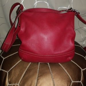Coach Red Leather Shoulder Bag